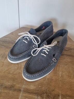 Vintage Village Creek gray blue Suede Boat Shoes Made in USA Size 8 women